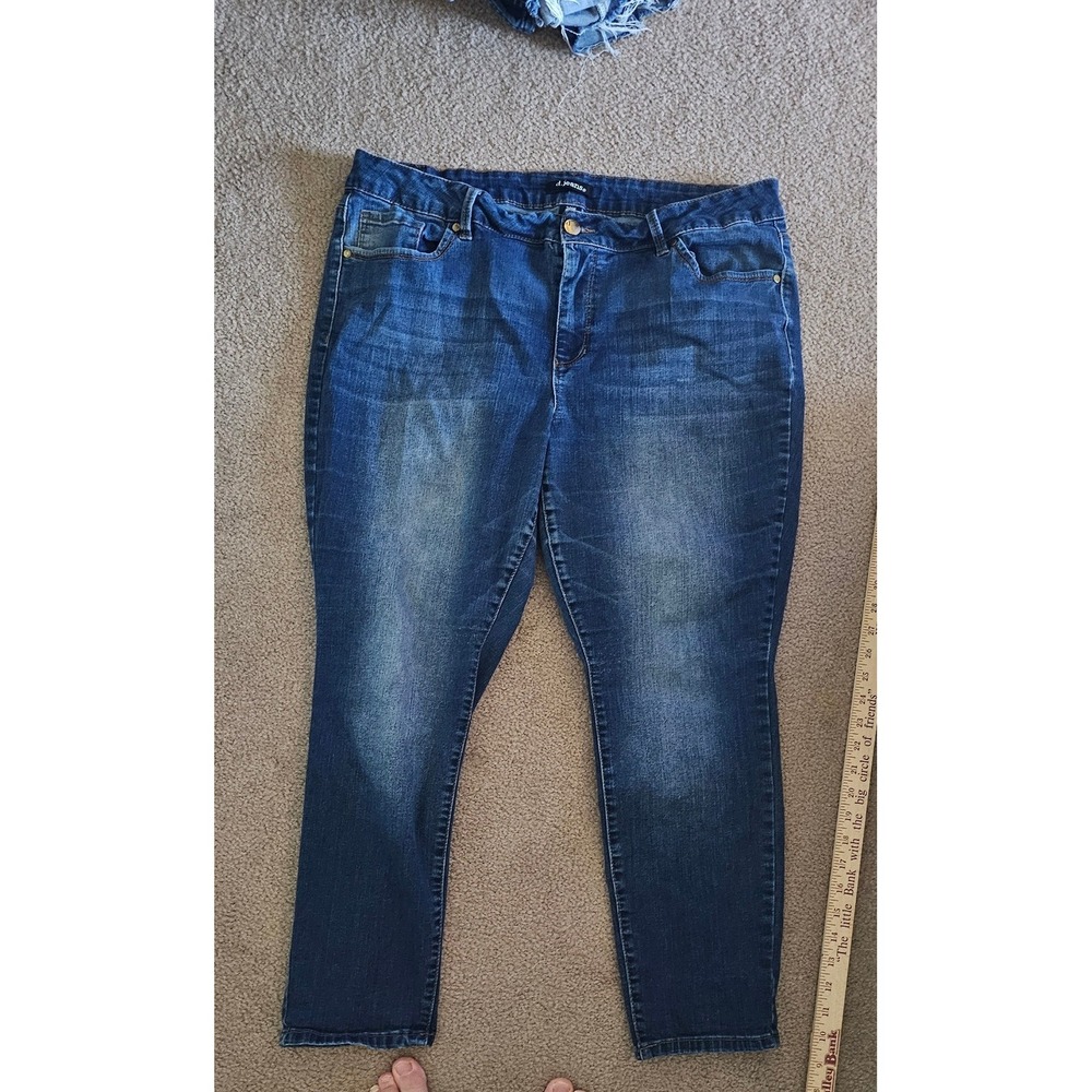 D.Jeans Womens Plus Size 20W Medium Wash Straight Leg Stretch Denim Jeans Blue